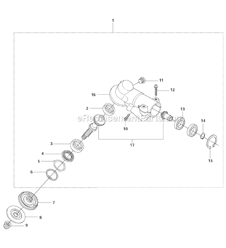 Bevel Gear Diagram and Parts List for 345FXT 2011-02 Husqvarna Brush Cutter