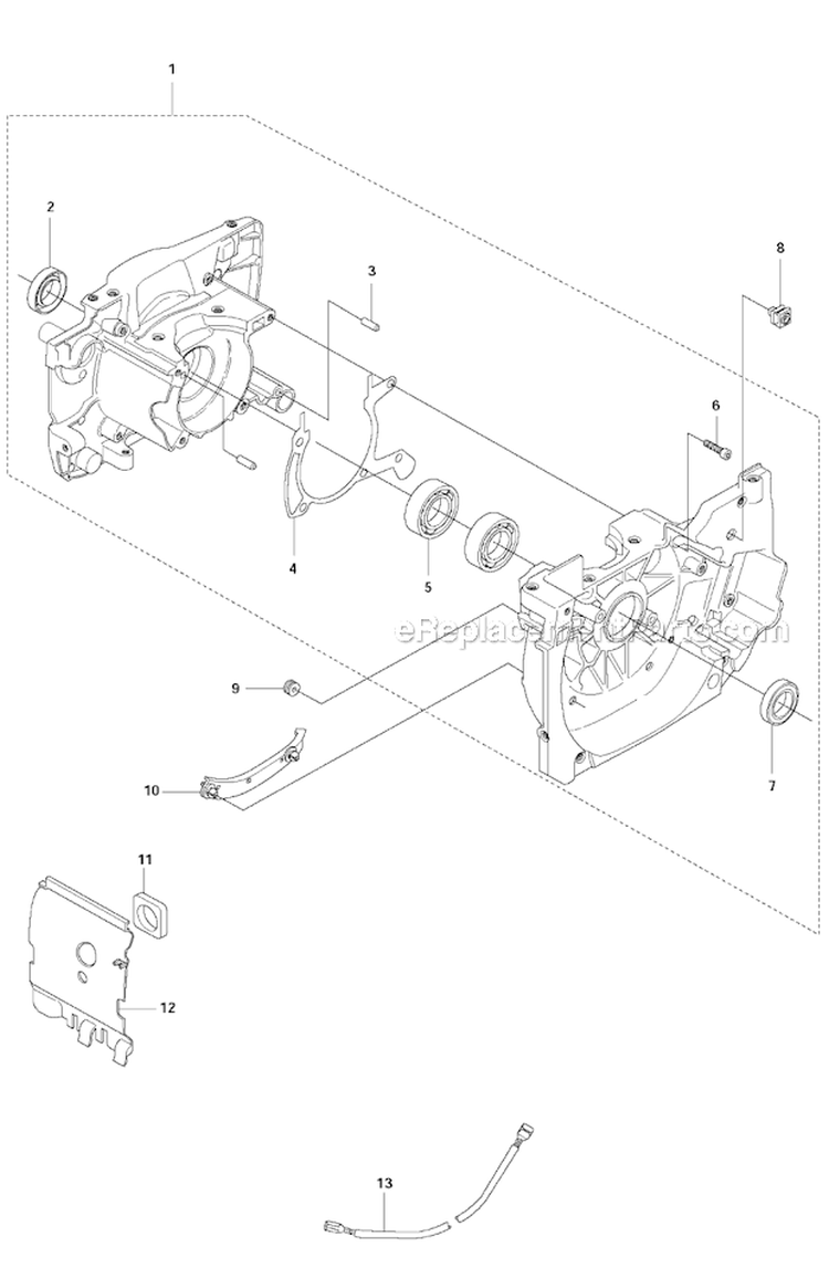 Crankcase Diagram and Parts List for 345FXT 2011-02 Husqvarna Brush Cutter