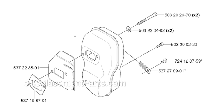 Muffler Diagram and Parts List for 345FX 2003-05 Husqvarna Brush Cutter