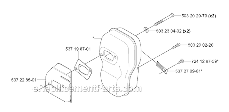 Muffler Diagram and Parts List for 345FX 2004-08 Husqvarna Brush Cutter