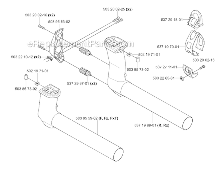 Tower Diagram and Parts List for 345FX 2004-08 Husqvarna Brush Cutter