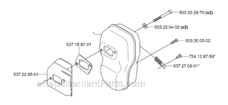 Muffler Diagram and Parts List for 345FX 2006-10 Husqvarna Brush Cutter