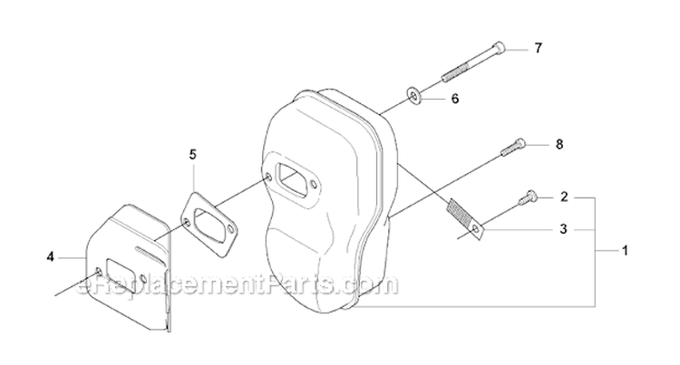 Muffler Diagram and Parts List for 345FX 2008-05 Husqvarna Brush Cutter