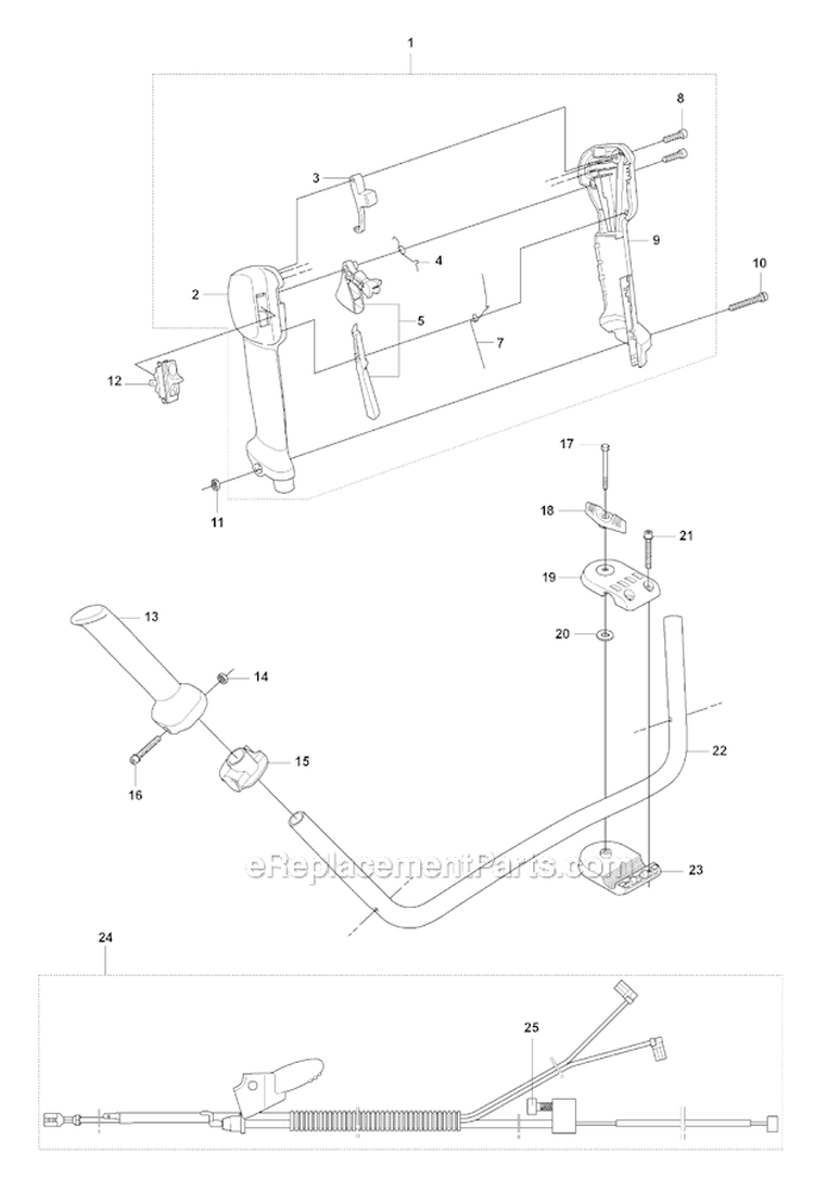 Throttle Controls 1 Diagram and Parts List for 345FX 2008-05 Husqvarna Brush Cutter