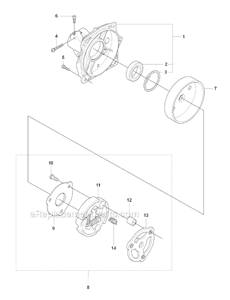 Clutch Diagram and Parts List for 345FX 2008-05 Husqvarna Brush Cutter