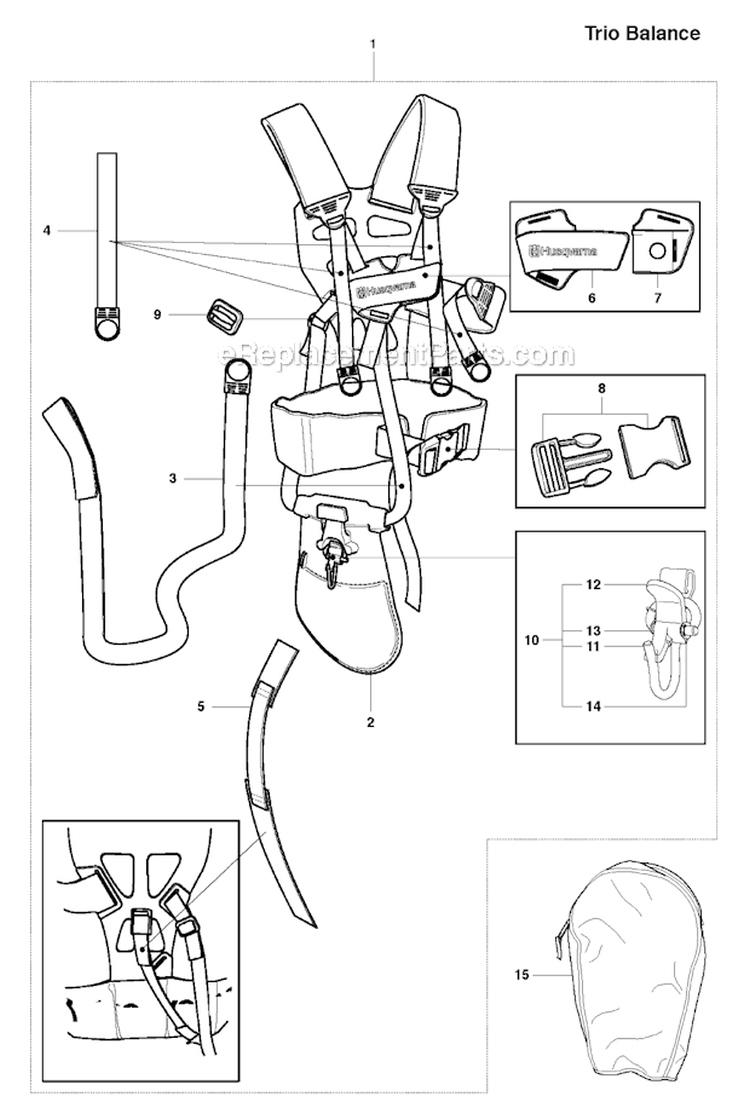 Harness (Trio Balance) Diagram and Parts List for 345FX 2010-09 Husqvarna Brush Cutter