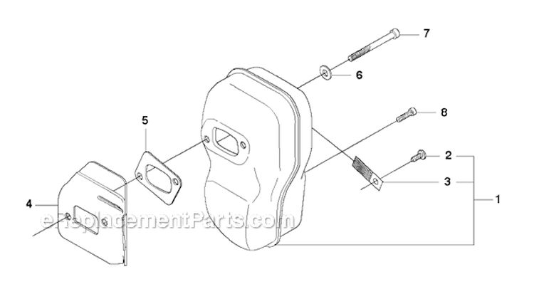 Muffler Diagram and Parts List for 345FX 2010-09 Husqvarna Brush Cutter