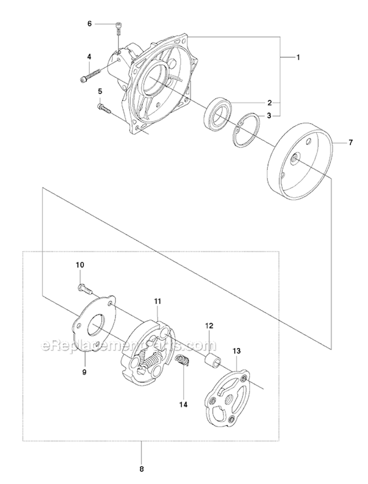 Clutch Diagram and Parts List for 345FX 2010-09 Husqvarna Brush Cutter