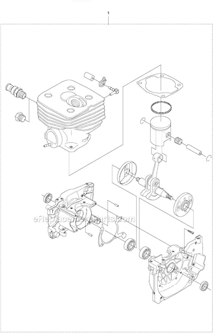 Short Block Diagram and Parts List for 345FX 2011-02 Husqvarna Brush Cutter