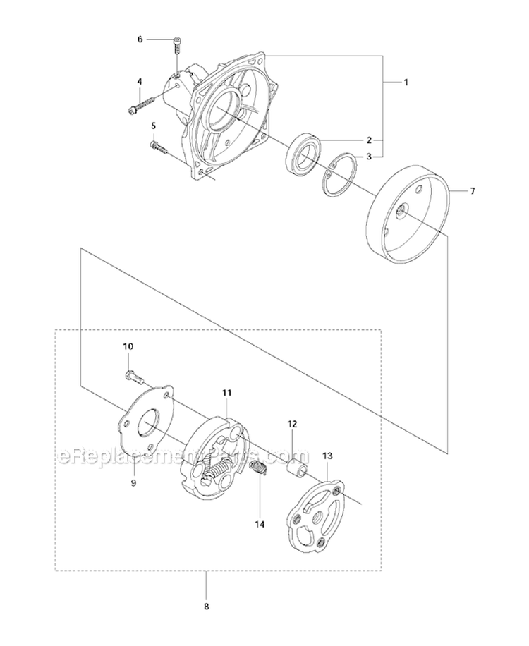 Clutch Diagram and Parts List for 345FX 2011-02 Husqvarna Brush Cutter