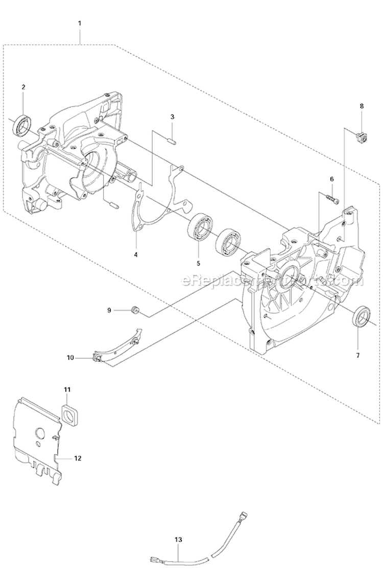 Crankcase Diagram and Parts List for 345FX 2011-02 Husqvarna Brush Cutter