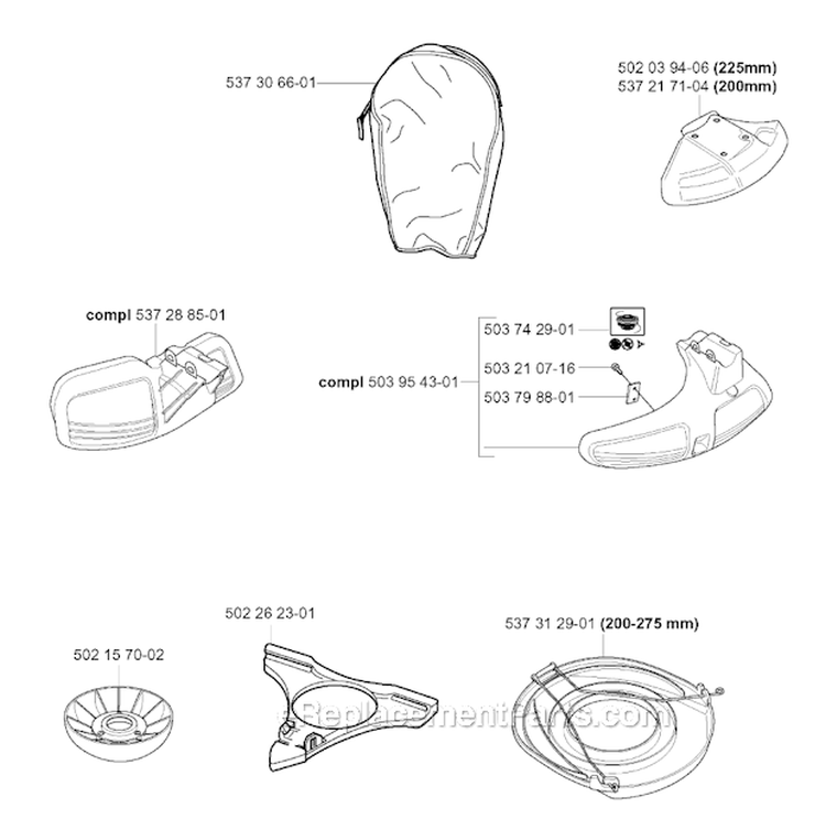 Accessories 2 Diagram and Parts List for 345RX 2004-08 Husqvarna Brush Cutter