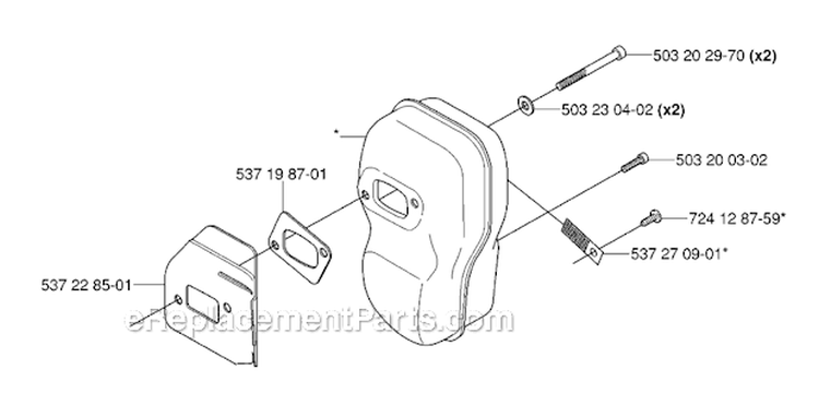 Muffler Diagram and Parts List for 345RX 2006-10 Husqvarna Brush Cutter
