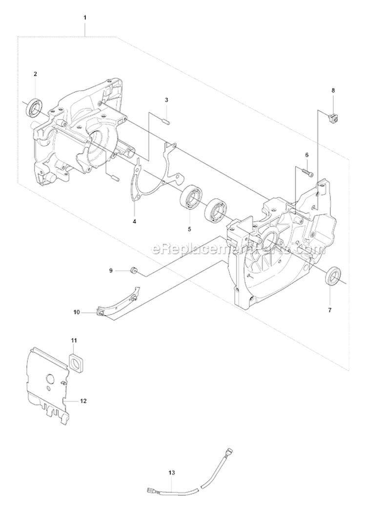 Crankcase Diagram and Parts List for 345RX 2008-05 Husqvarna Brush Cutter