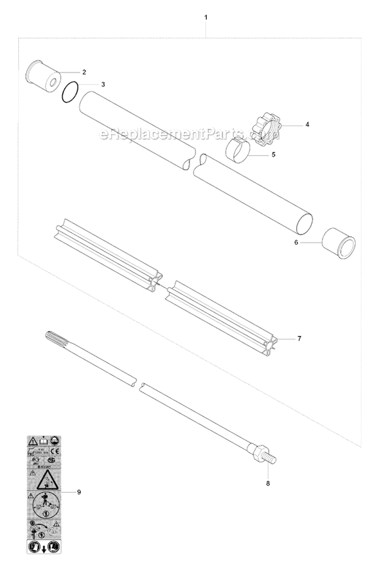 Shaft Diagram and Parts List for 345RX 2008-05 Husqvarna Brush Cutter