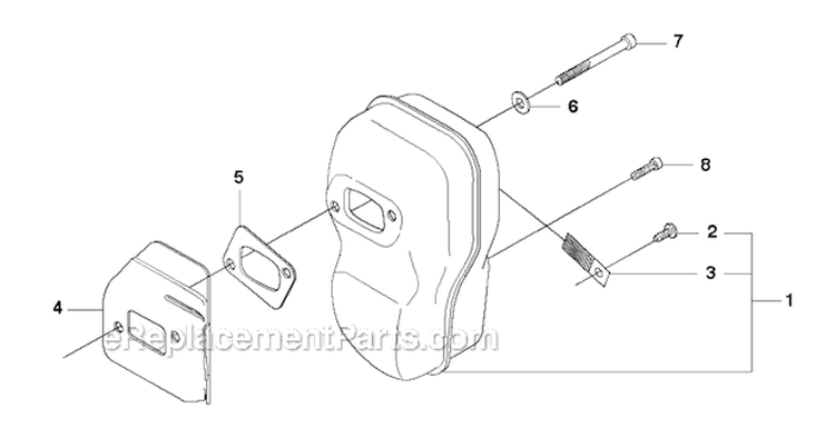 Muffler Diagram and Parts List for 345RX 2010-09 Husqvarna Brush Cutter