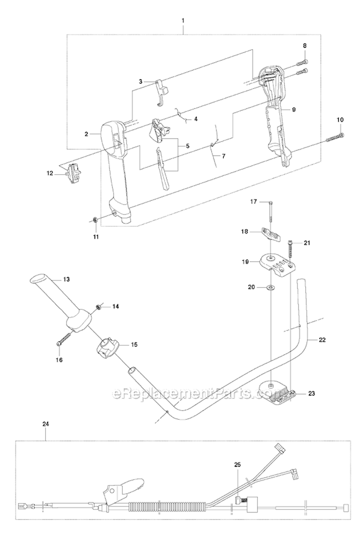Throttle Controls 1 Diagram and Parts List for 345RX 2010-09 Husqvarna Brush Cutter