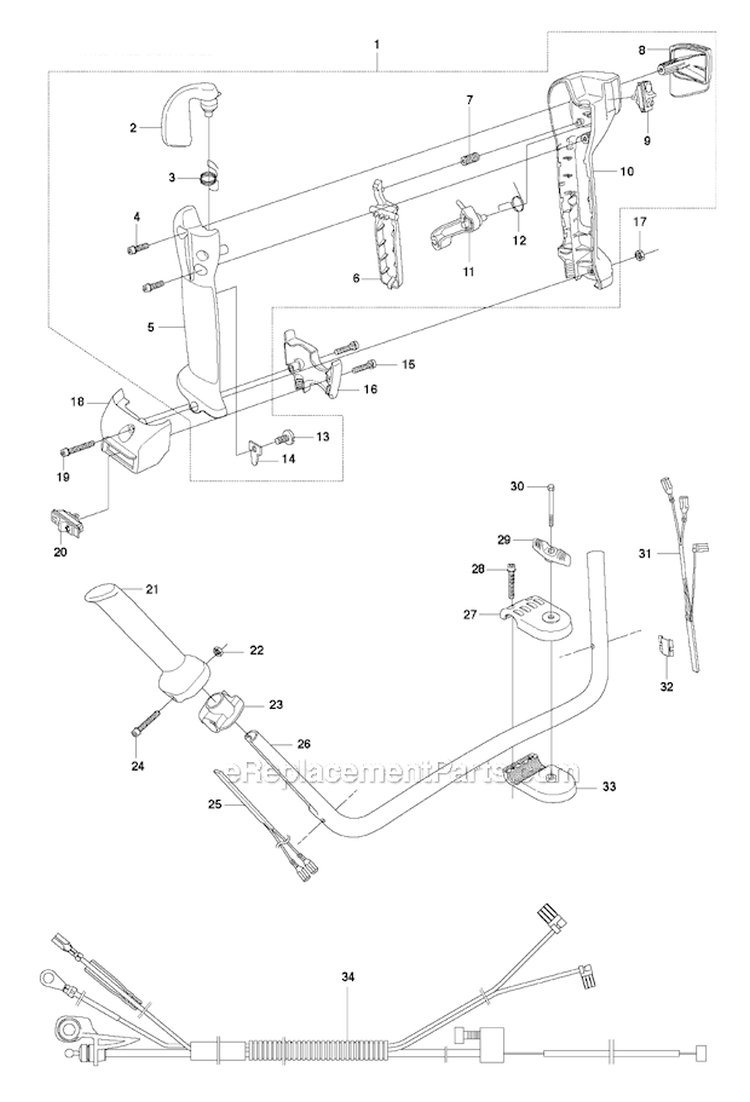 Throttle Controls 2 Diagram and Parts List for 345RX 2010-09 Husqvarna Brush Cutter