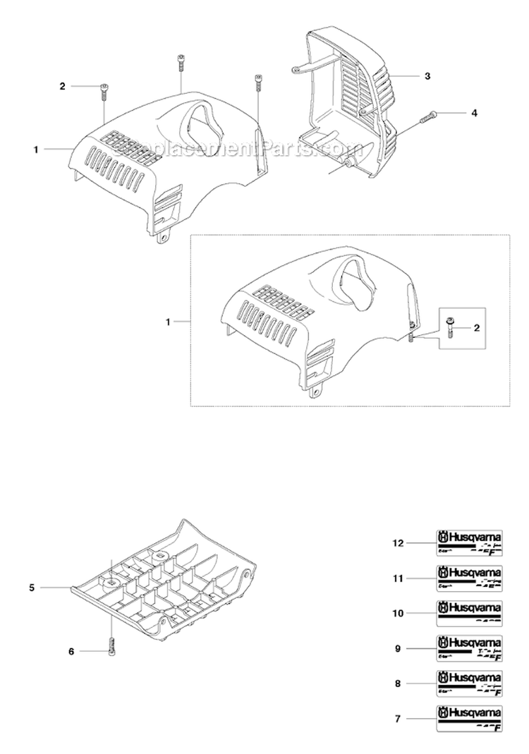 Cover Diagram and Parts List for 345RX 2010-09 Husqvarna Brush Cutter