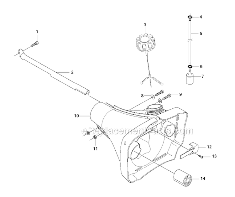 Fuel Tank Diagram and Parts List for 345RX 2011-02 Husqvarna Brush Cutter