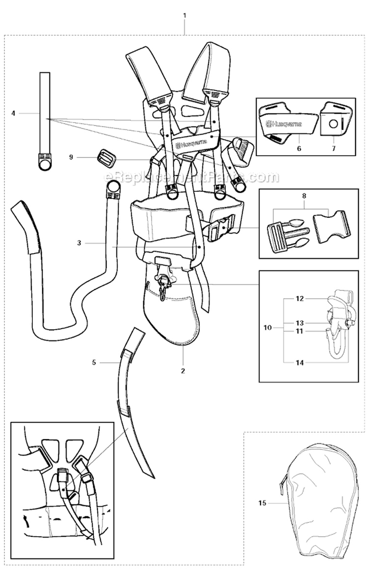 Harness (Trio Balance) Diagram and Parts List for 345RX 2011-02 Husqvarna Brush Cutter