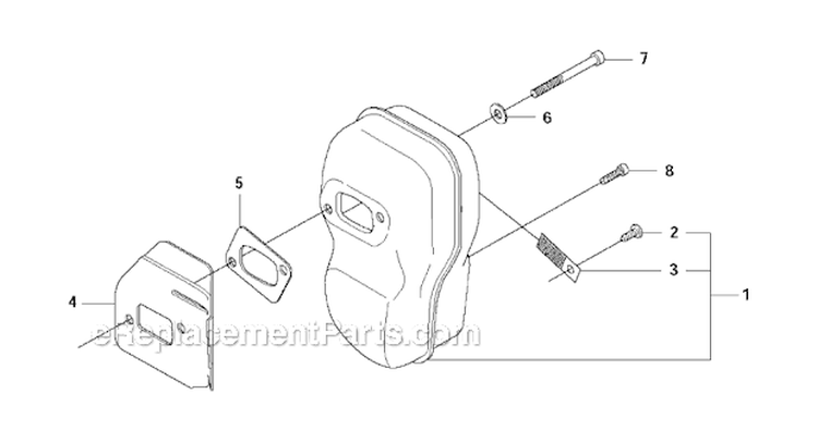 Muffler Diagram and Parts List for 345RX 2011-02 Husqvarna Brush Cutter