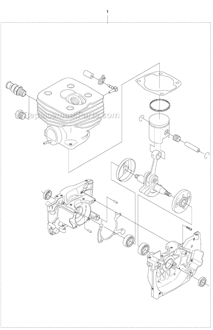 Short Block Diagram and Parts List for 345RX 2011-02 Husqvarna Brush Cutter