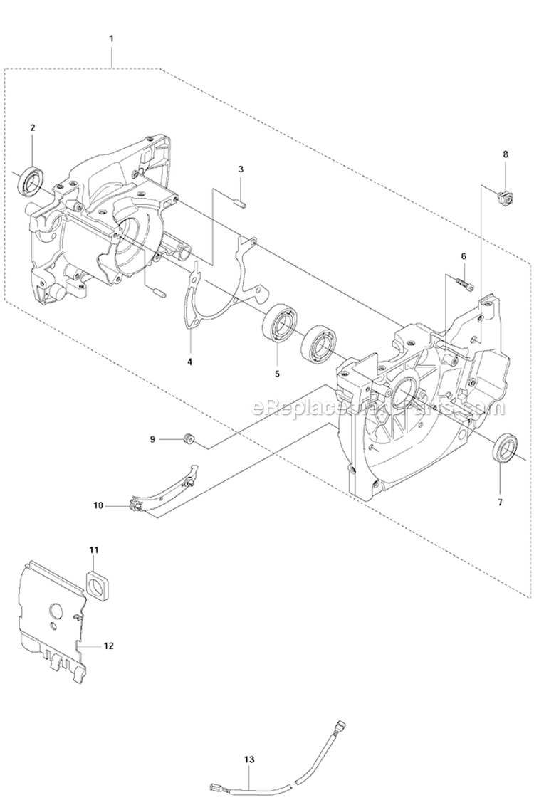 Crankcase Diagram and Parts List for 345RX 2011-02 Husqvarna Brush Cutter