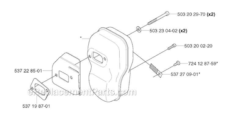 Muffler Diagram and Parts List for 345R 2003-05 Husqvarna Brush Cutter