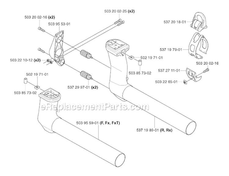 Tower Diagram and Parts List for 345R 2003-05 Husqvarna Brush Cutter