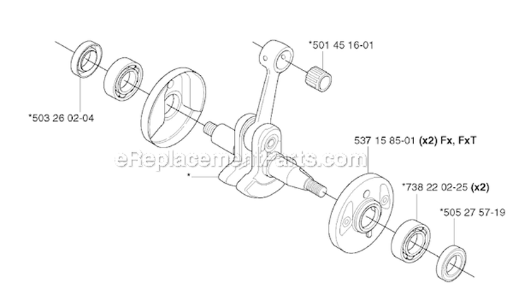 Crankshaft Diagram and Parts List for 345R 2003-05 Husqvarna Brush Cutter