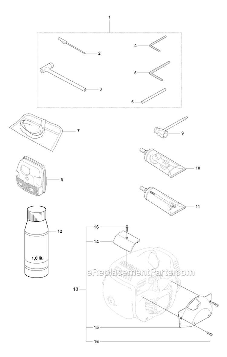 Accessories 1 Diagram and Parts List for 345R 2008-05 Husqvarna Brush Cutter