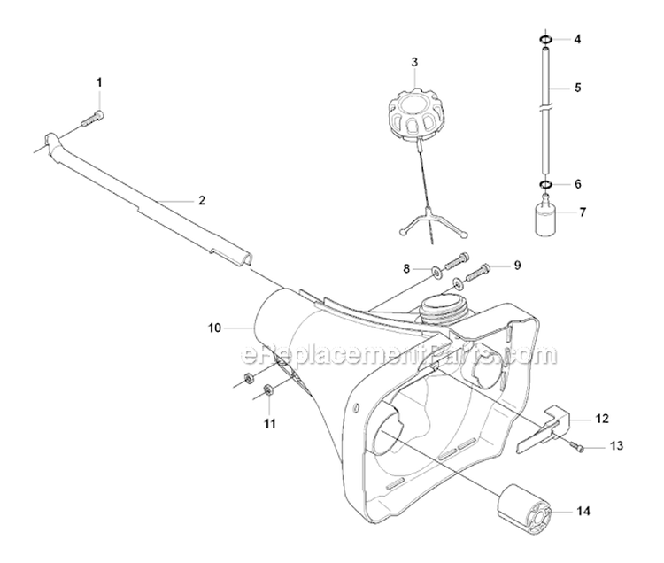 Fuel Tank Diagram and Parts List for 345R 2008-05 Husqvarna Brush Cutter