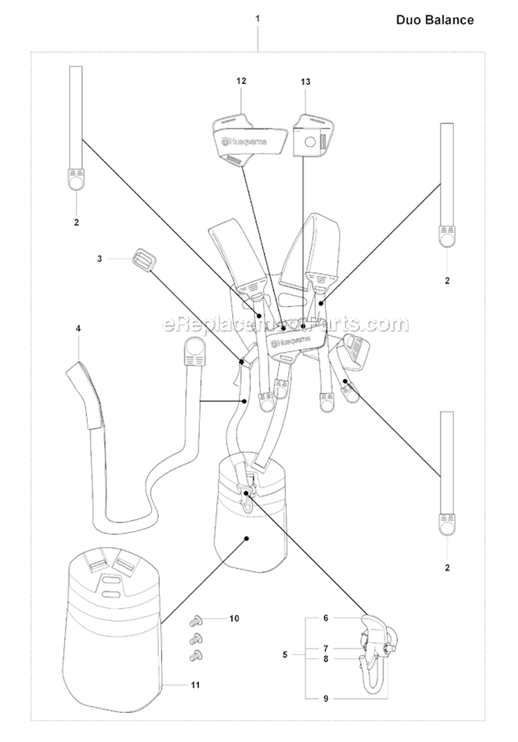 Harness (Duo Balance) Diagram and Parts List for 345R 2008-05 Husqvarna Brush Cutter