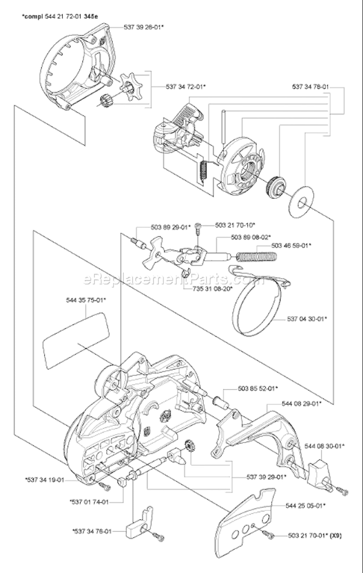 Page C Diagram and Parts List for 345E 345 E 2006-06 Husqvarna Chainsaw