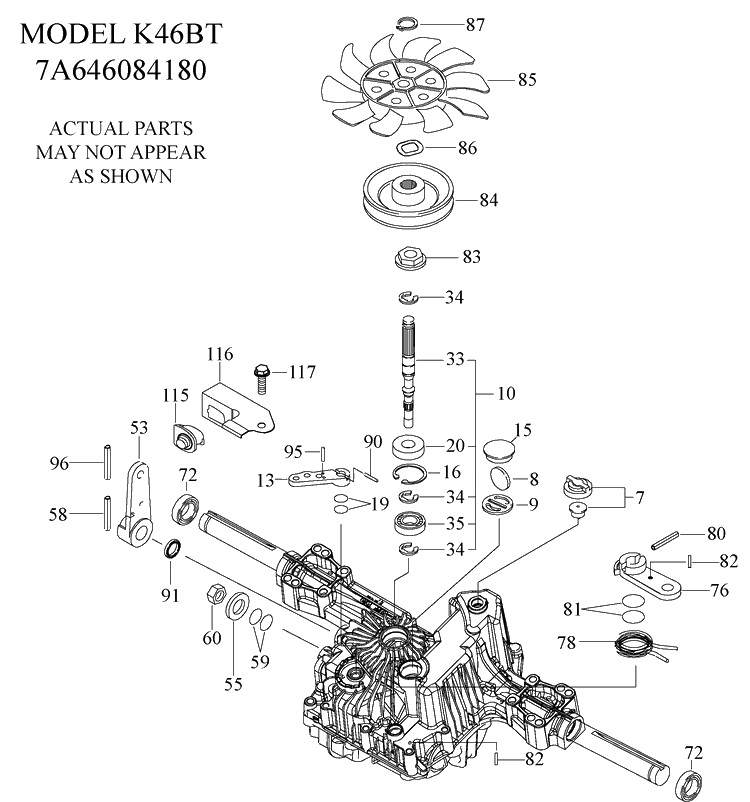 Tufftorq Transaxle Diagram and Parts List for YTH22V42 (917289620)(2010-05) Husqvarna Lawn Mower
