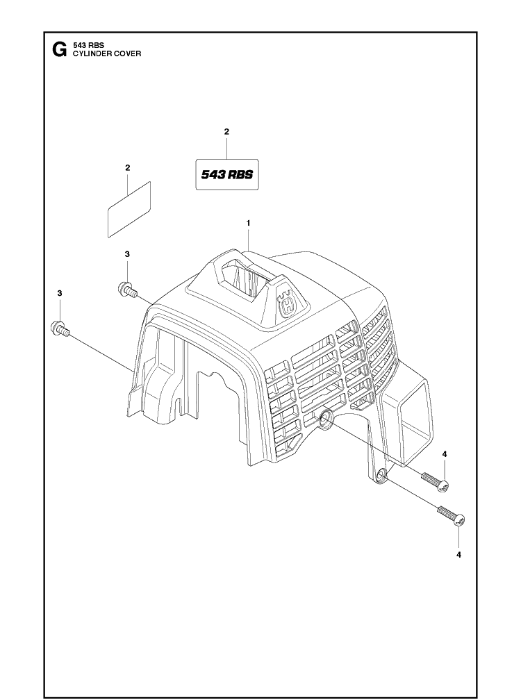 Cylinder Cover Diagram and Parts List for 543RBX 20154400001-Current Husqvarna Brush Cutter