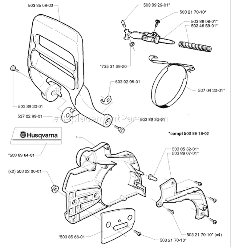 Page J Diagram and Parts List for 346XP 346 XP 1999-01 Husqvarna Chainsaw
