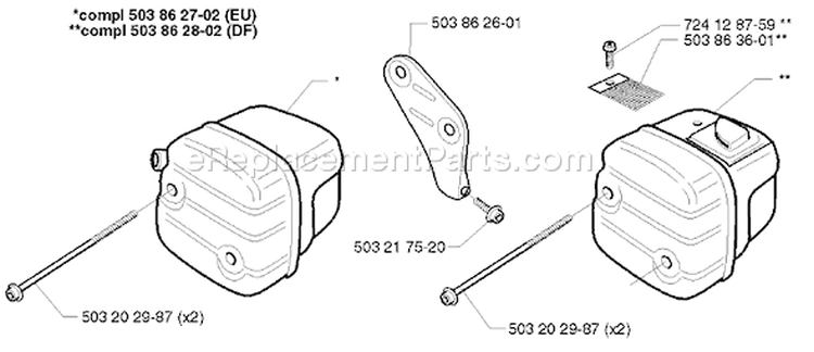 Page F Diagram and Parts List for 346XP 346 XP 1999-01 Husqvarna Chainsaw