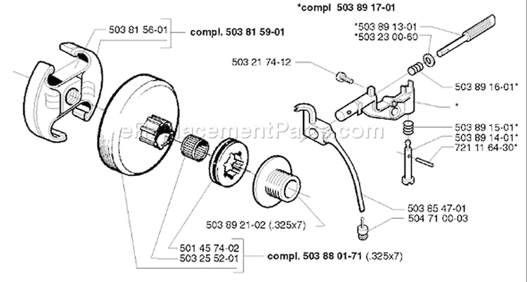 Page G Diagram and Parts List for 346XP 346 XP 1999-01 Husqvarna Chainsaw