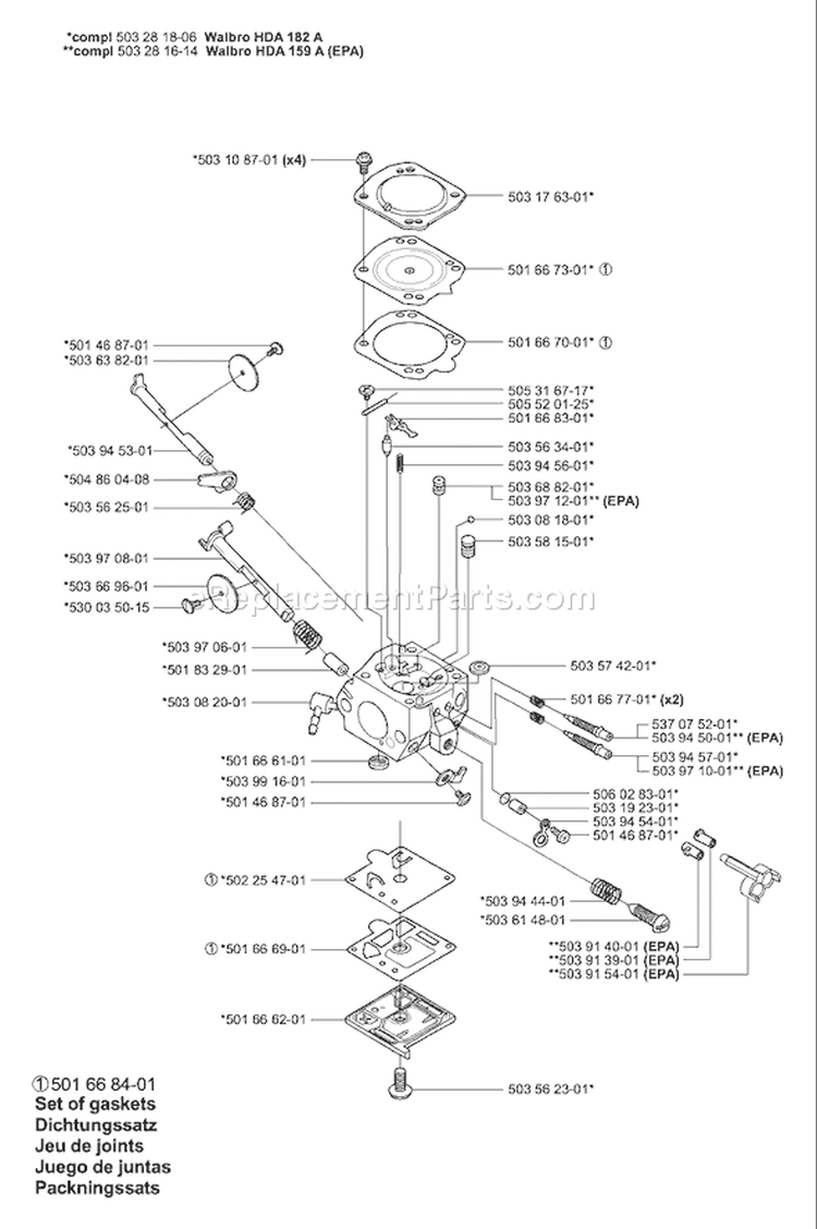 Page B Diagram and Parts List for 346XP 346 XP 2001-06 Husqvarna Chainsaw