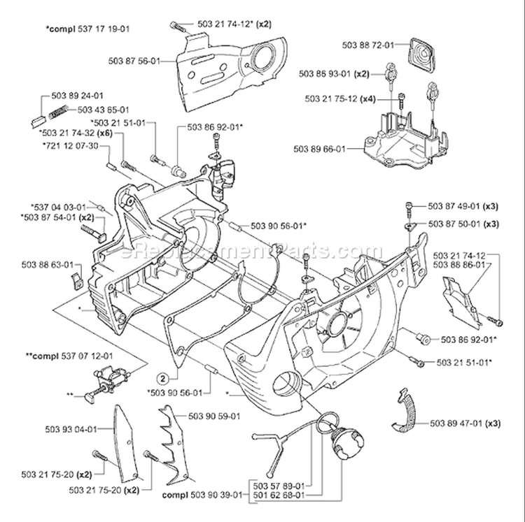 Page E Diagram and Parts List for 346XP 346 XP 2001-06 Husqvarna Chainsaw
