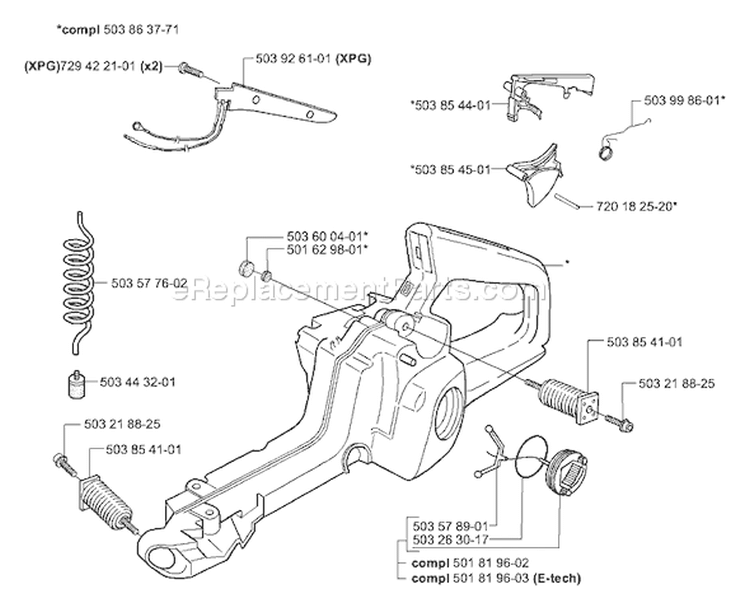 Page H Diagram and Parts List for 346XP 346 XP 2001-06 Husqvarna Chainsaw