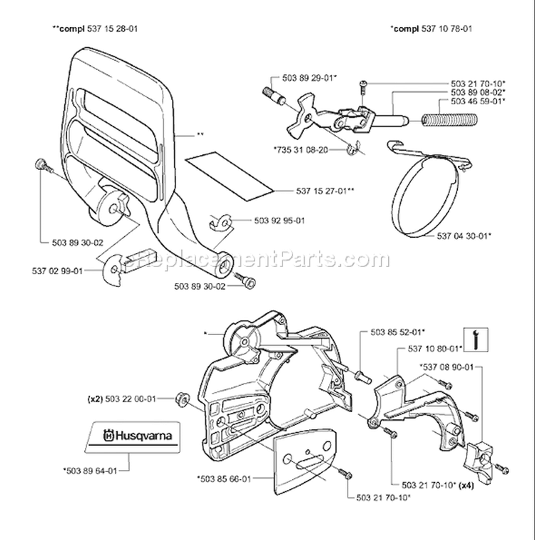 Page C Diagram and Parts List for 346XP 346 XP 2003-06 Husqvarna Chainsaw