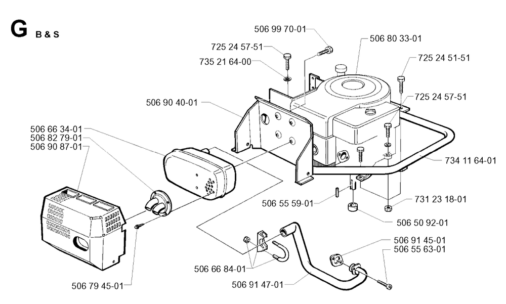Engine Diagram and Parts List for R13 2001-01 Husqvarna Lawn Tractor