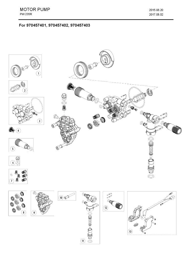 Pump 2 Diagram and Parts List for PW235R  Husqvarna Pressure Washer