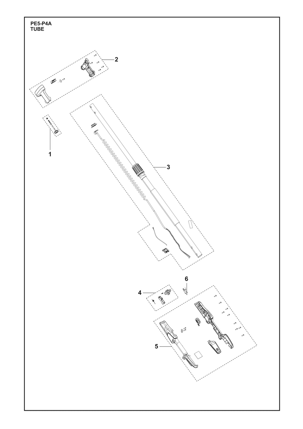 Tube Diagram and Parts List for PE5-P4A  Husqvarna Pole Saw