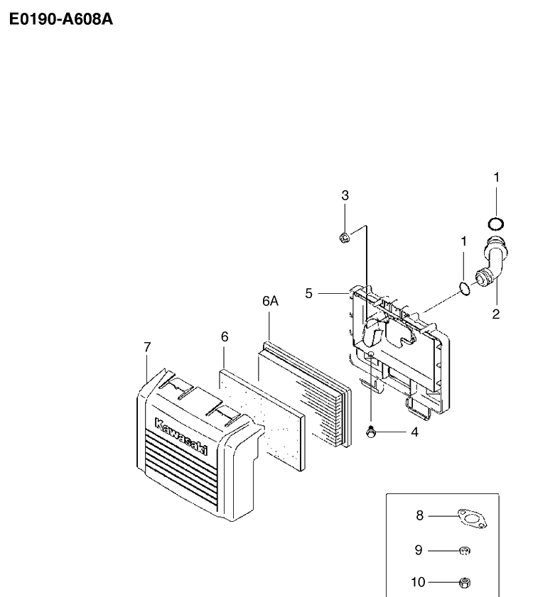 Air Filter Diagram and Parts List for FH430V 2003-06 Husqvarna Engine