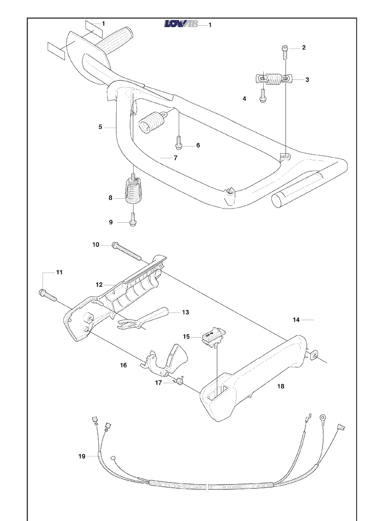 Handle And Controls Diagram and Parts List for 325HS75 (X-SERIES)(2008-05) Husqvarna Hedge Trimmer