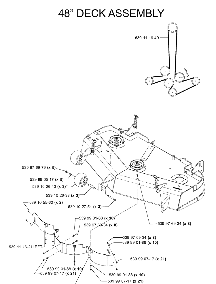 48 Inch/122cm Cutting Deck 2 Diagram and Parts List for IZ5223T (968999257)(2005-08) Husqvarna Lawn Mower